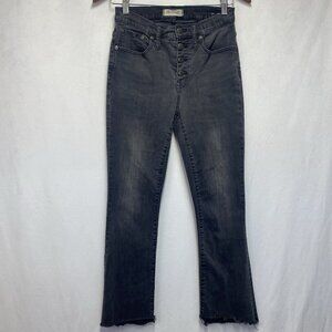 Madewell Cali Demi Boot Mid-Rise Cropped Mini-Flare Jeans Women 26 Washed Black